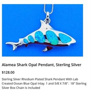 Sterling Silver Shark Opal Pendant Necklace